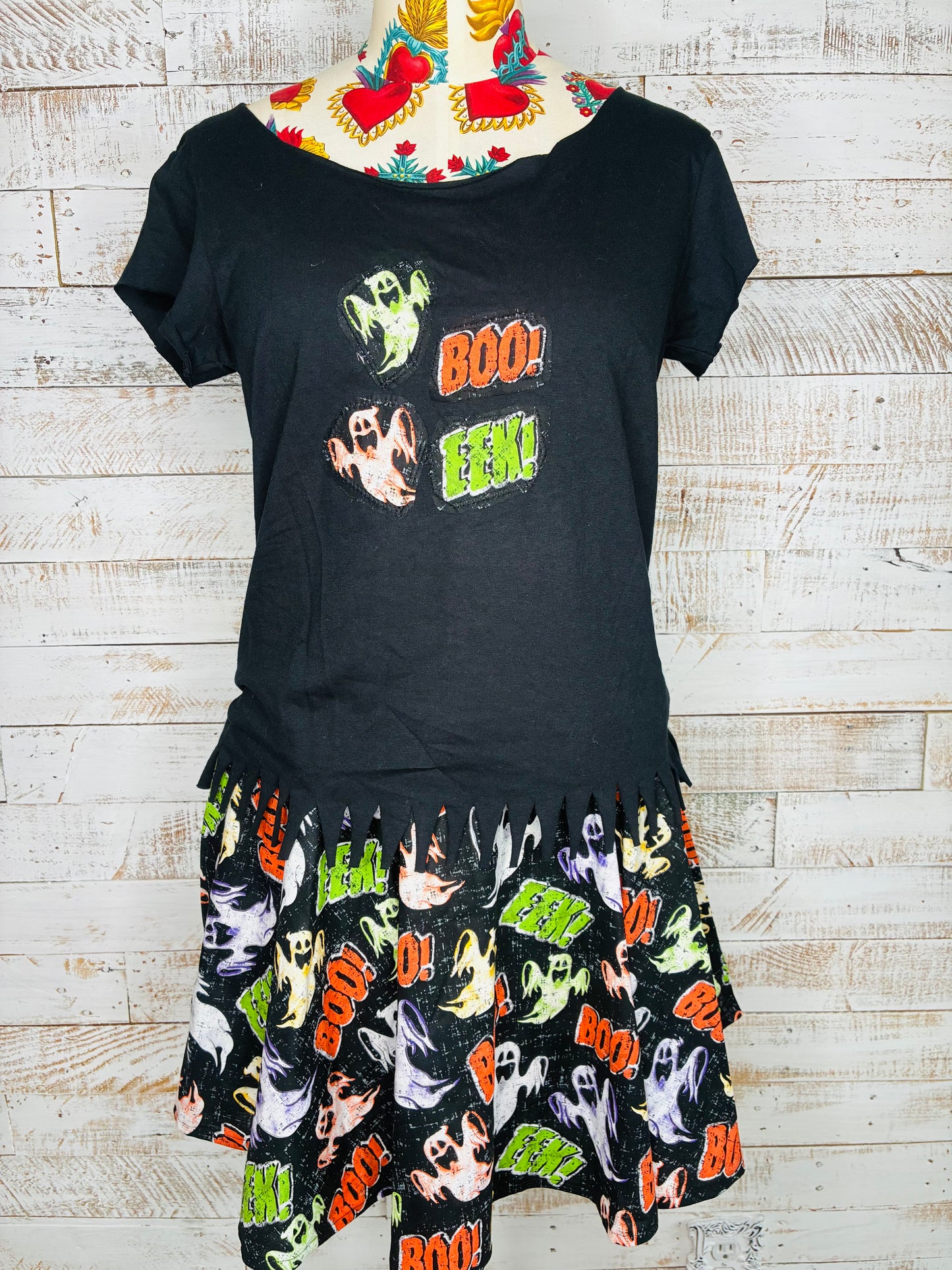 Starwolf Halloween circle skirt and scoop neck shirt set hand made by Carley