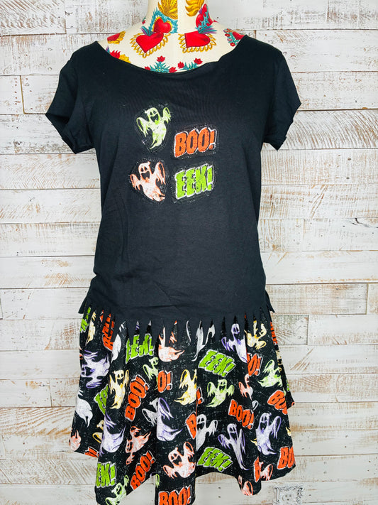 Starwolf Halloween circle skirt and scoop neck shirt set hand made by Carley