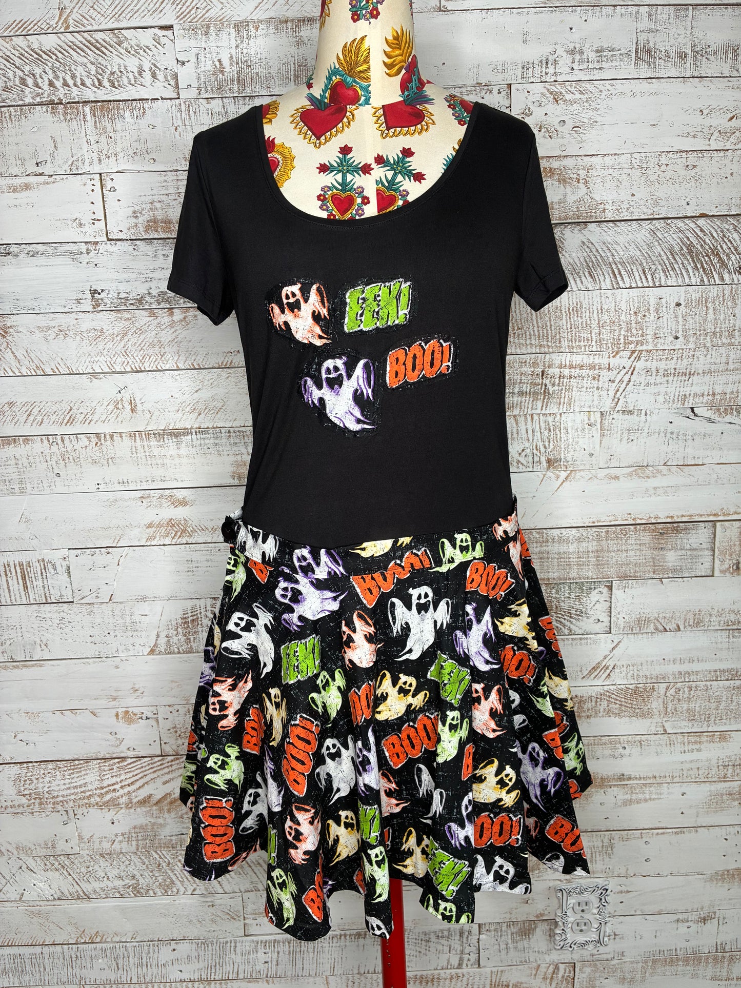 Starwolf Halloween circle skirt and scoop neck shirt set hand made by Carley