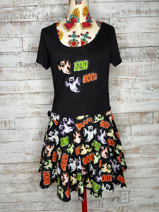 Starwolf Halloween circle skirt and scoop neck shirt set hand made by Carley